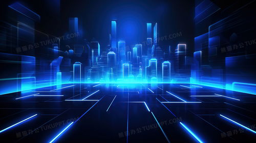 藍(lán)色科技光效虛擬空間插畫圖片素材下載 jpg格式 熊貓辦公